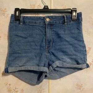 H&M Blue Jean Shorts High-Waisted Stretchy Denim